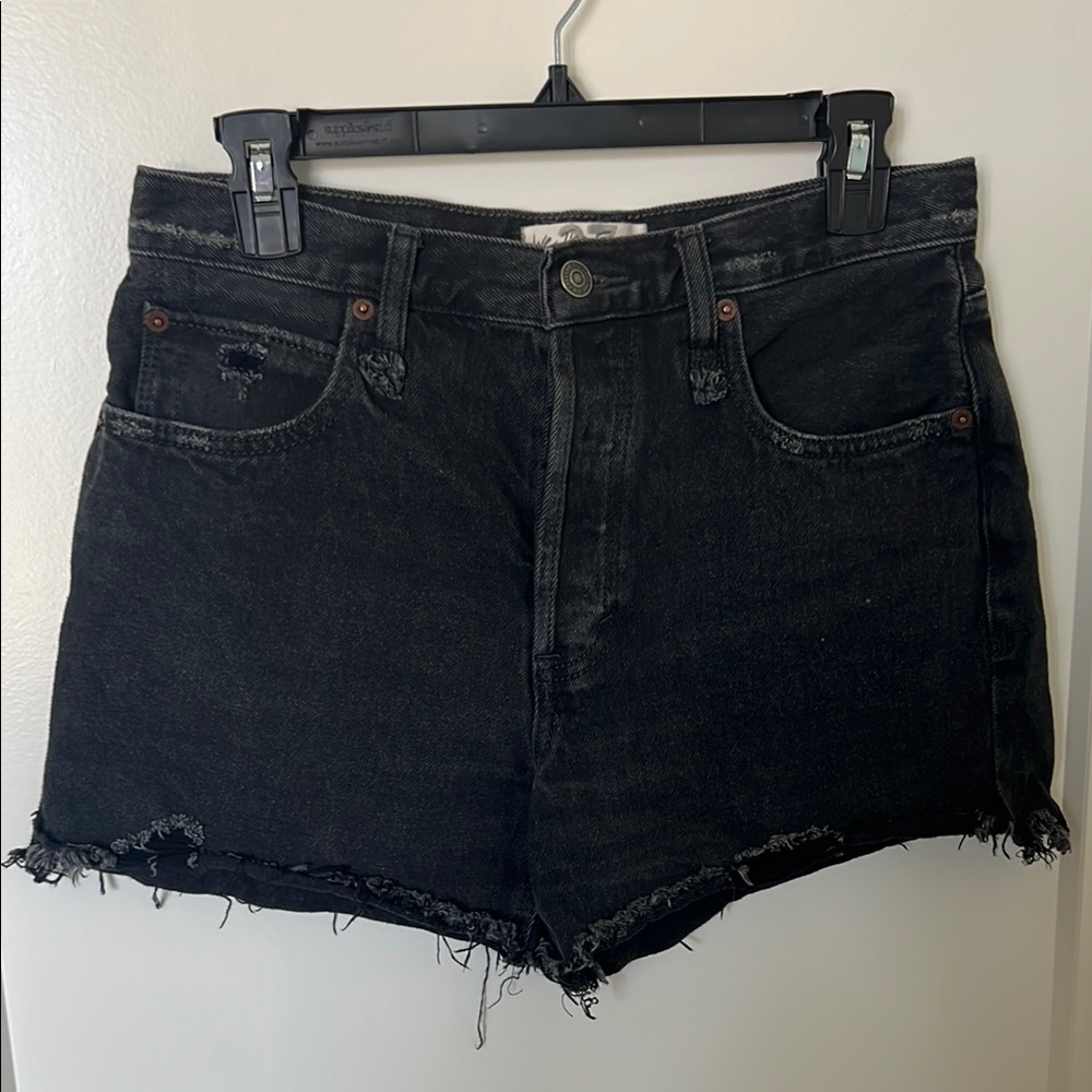 We The Free Black Distressed Jean Shorts